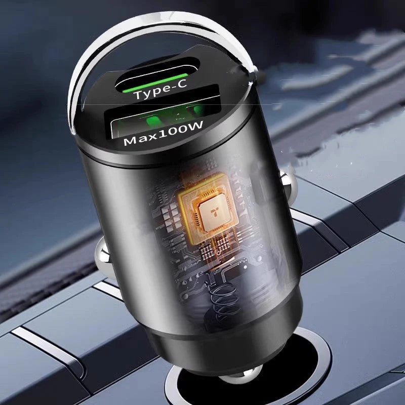 Carregador USB oculto para automóvel com duas portas