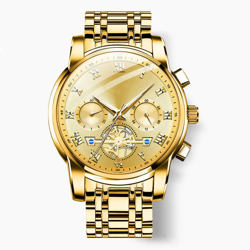 Relógio de Pulso Mecânico de Edição Prestige com 6 Ponteiros ✨⌚️ 