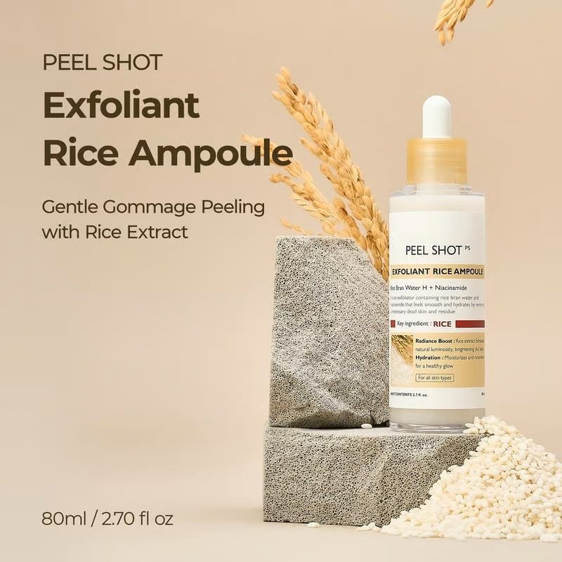 Peel Shot Glow Rice Ampoule Duo - Séruns para clarear, esfoliar e hidratar🌾
