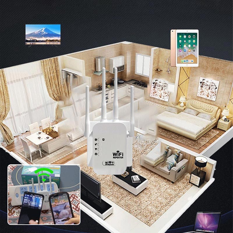 Amplificador de sinal de roteador sem fio de banda dupla de 2,4 GHz e 5 GHz 