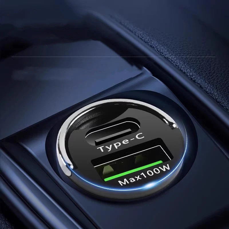 Carregador USB oculto para automóvel com duas portas