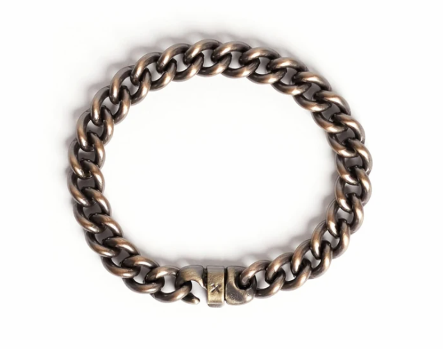 signature bracelet large brass patina