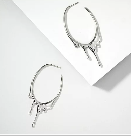 dripping oval hoop medium silver
