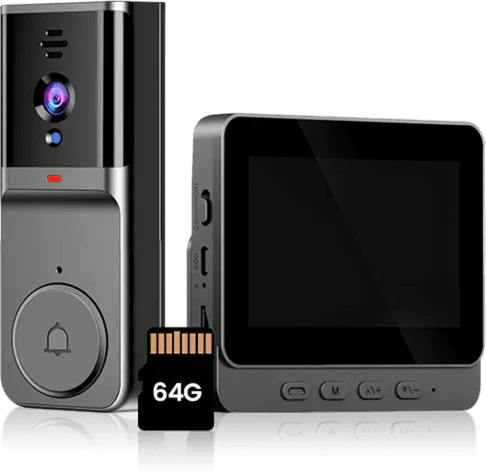Câmara sem fios para campainha: 1080P, ângulo de visão de 170°, tela de 4,3 polegadas, à prova de água IPX65 para exterior, visão noturna 