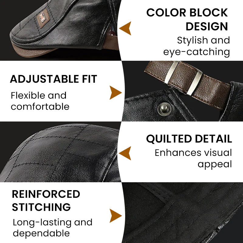 Boné masculino moderno de couro PU Ivy 