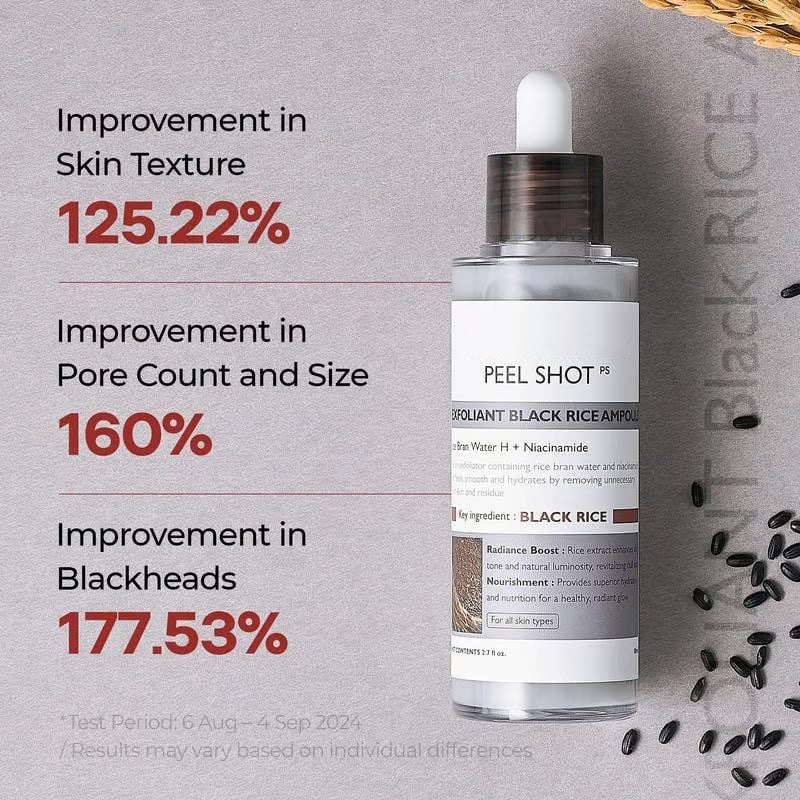 Peel Shot Glow Rice Ampoule Duo - Séruns para clarear, esfoliar e hidratar🌾