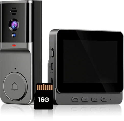 Câmara sem fios para campainha: 1080P, ângulo de visão de 170°, tela de 4,3 polegadas, à prova de água IPX65 para exterior, visão noturna 