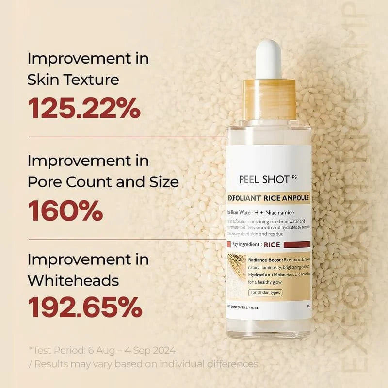 Peel Shot Glow Rice Ampoule Duo - Séruns para clarear, esfoliar e hidratar🌾