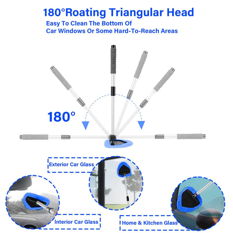 Kit de ferramentas para limpeza de pára-brisas do carro – extensível e giratório em 180°