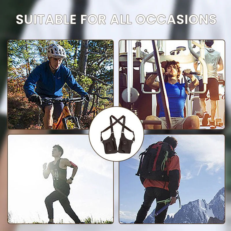 Bolsa tática masculina anti-roubo com vários bolsos e ombro duplo 