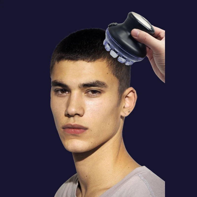 Máquina de cortar cabelo elétrica circular com viseira LED