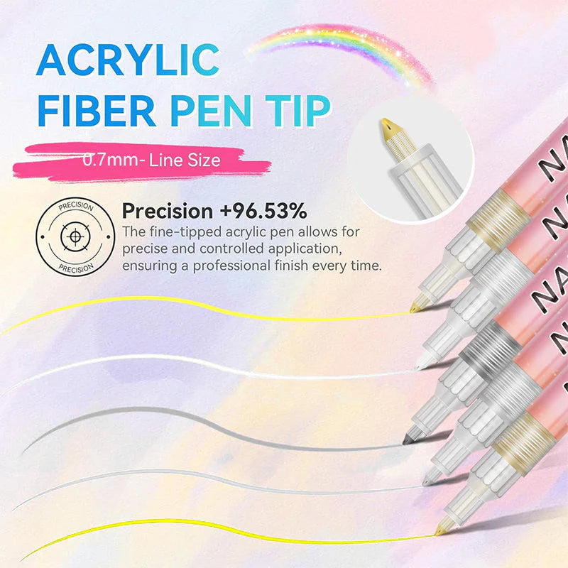 Conjunto de 12 Canetas Profissionais para Unhas