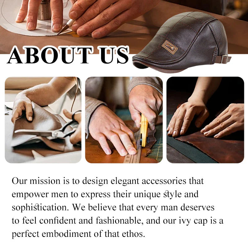Boné masculino moderno de couro PU Ivy 