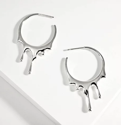 dripping circular small hoop silver