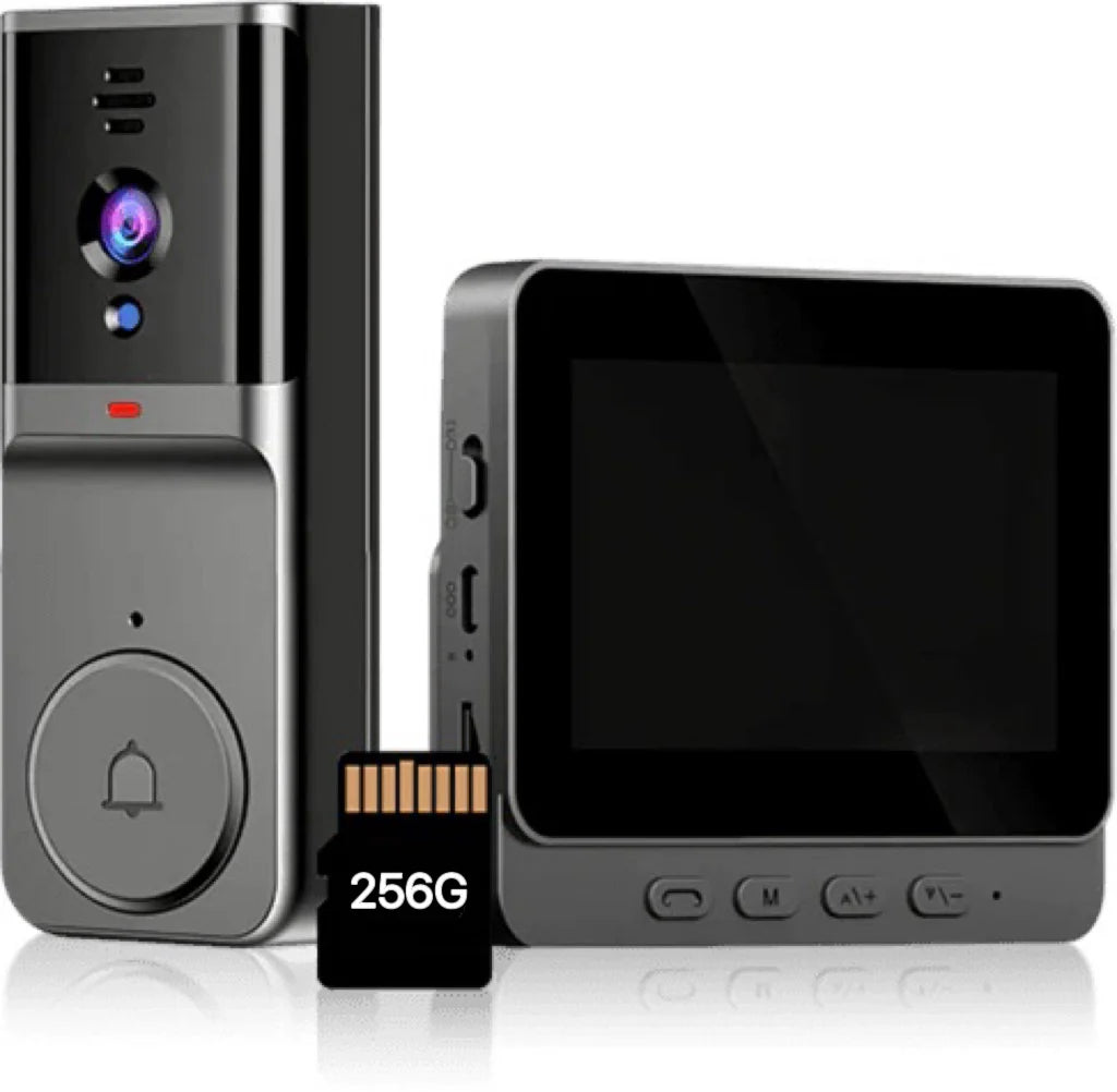 Câmara sem fios para campainha: 1080P, ângulo de visão de 170°, tela de 4,3 polegadas, à prova de água IPX65 para exterior, visão noturna 