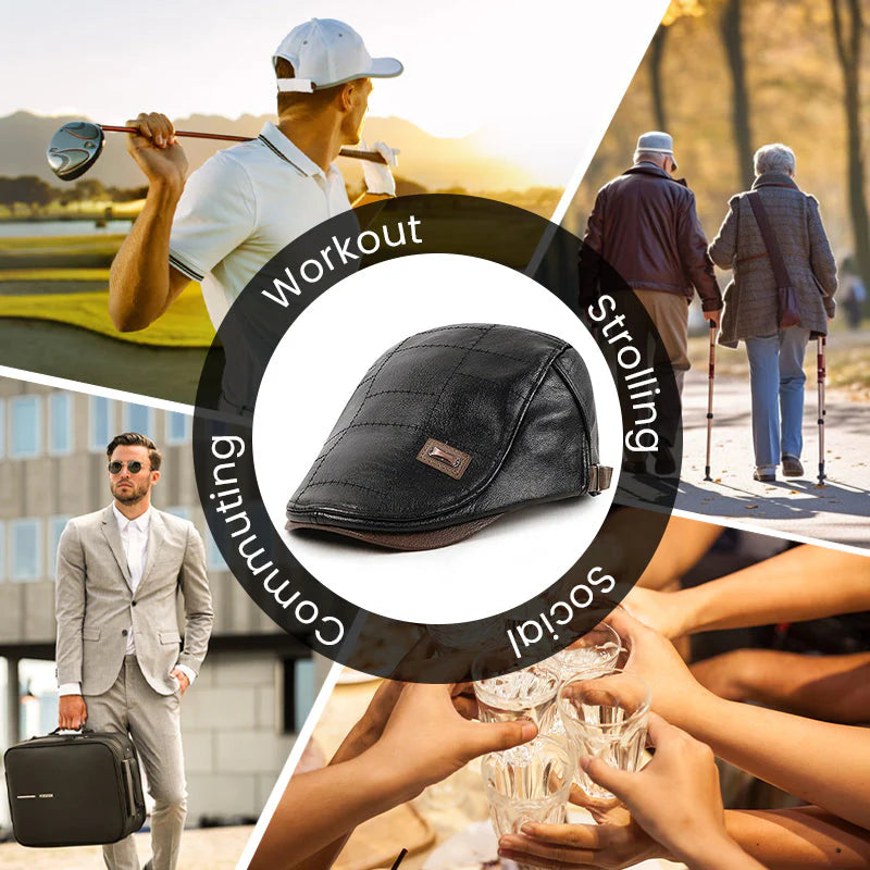 Boné masculino moderno de couro PU Ivy 