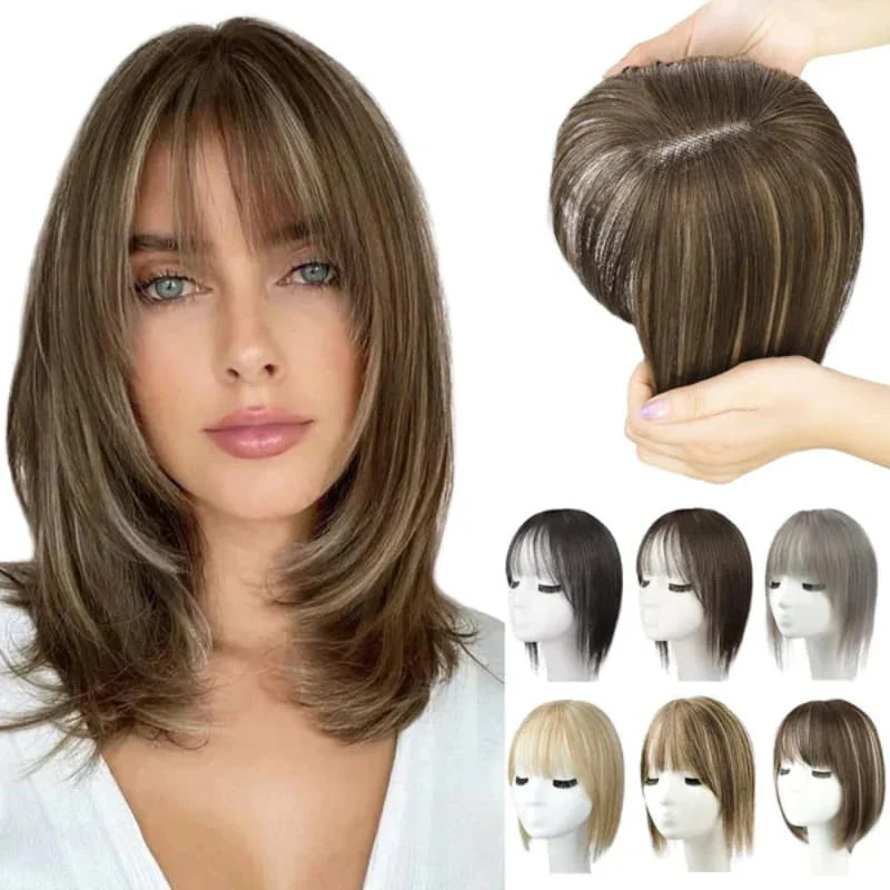 Toppers de cabelo natural com franja para mulheres