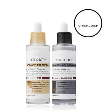 Peel Shot Glow Rice Ampoule Duo - Séruns para clarear, esfoliar e hidratar🌾