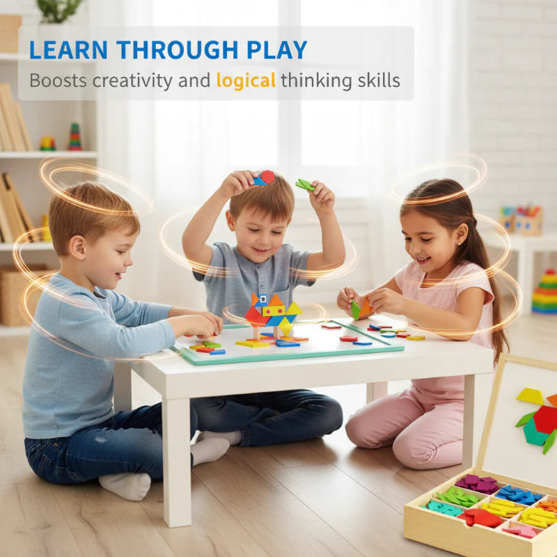 Conjunto de Blocos de Quebra-Cabeça Geométricos Magnéticos Criativos