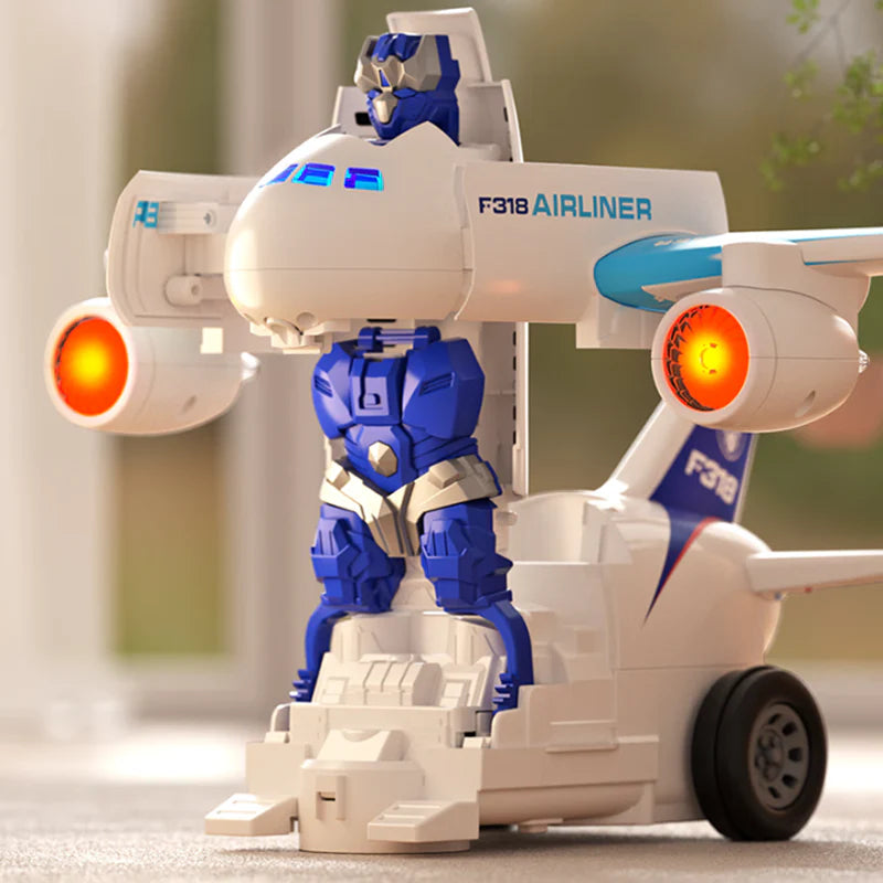 Brinquedos de robô de avião transformador elétrico 2 em 1