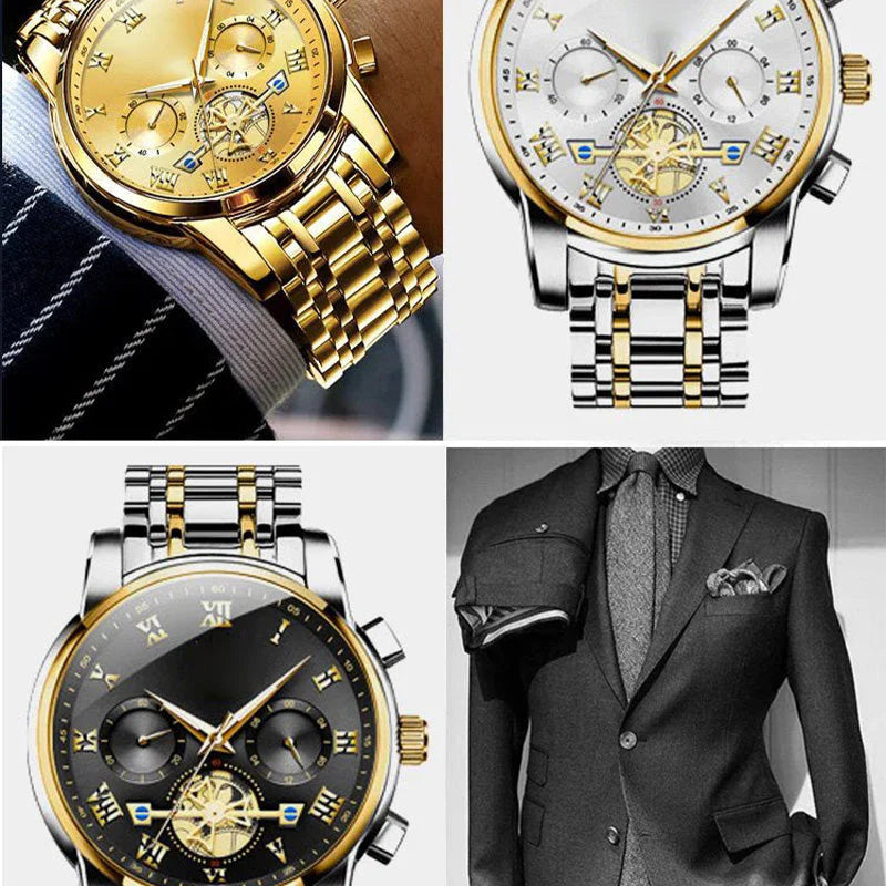 Relógio de Pulso Mecânico de Edição Prestige com 6 Ponteiros ✨⌚️ 